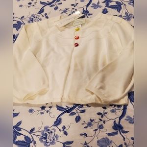NWT 2 Items! Baby Girl 24 Months Cotton White Three Button Cardigan Sweater, Top